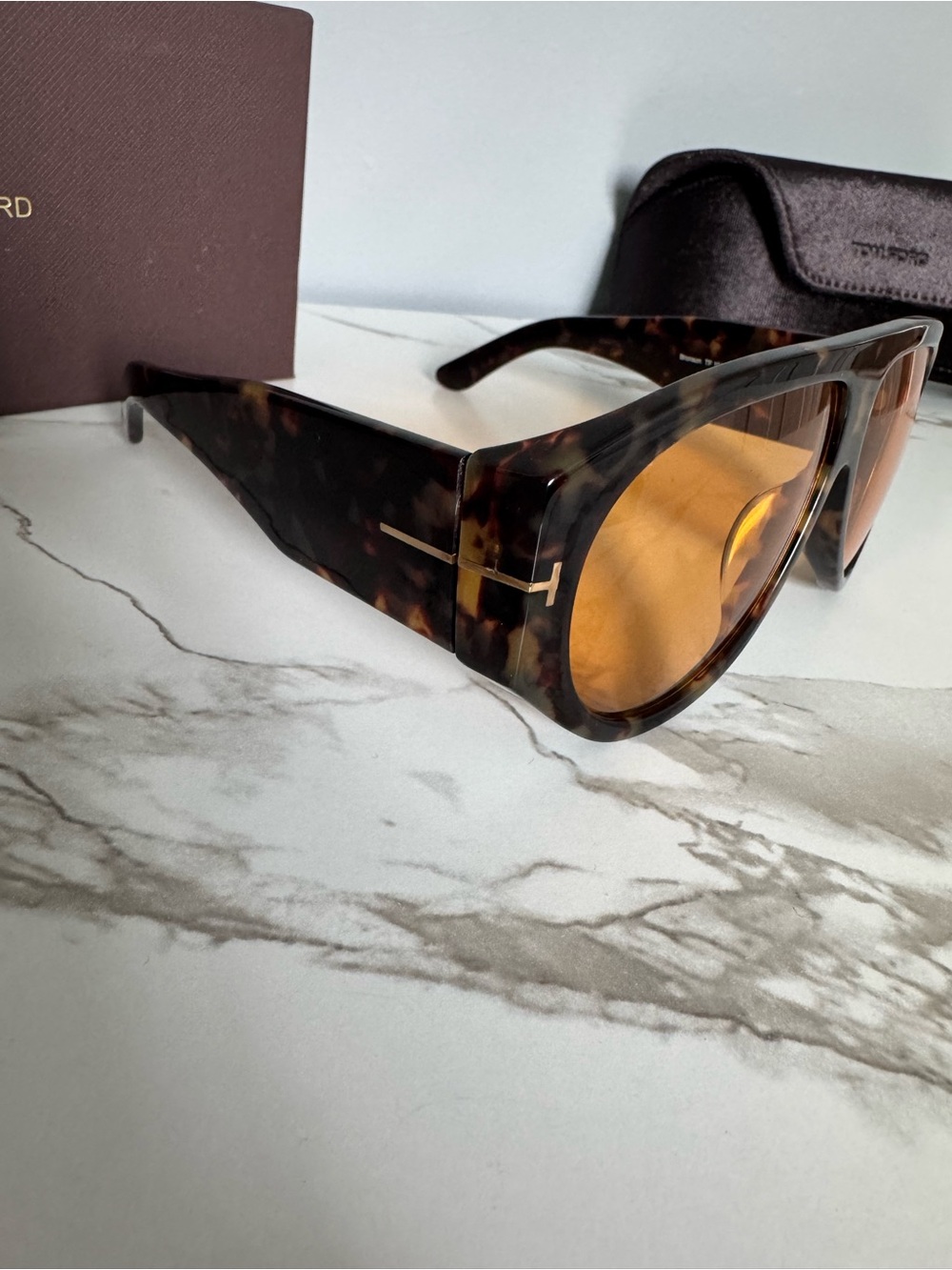 Tom Ford Tortoiseshell Frame Amber Lens Sunglasses - Picture 2 of 7